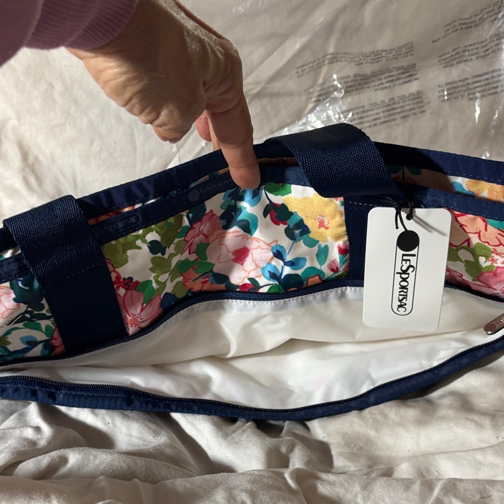 LeSportsac Navy and Floral Tote Bag - Picture 11 of 16